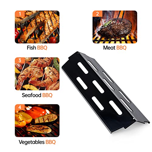 Porcelain Enameled Grill Flavorizer Bar Heat Plates with 2 Pack Stainless Steel Cooking Grates Grill Replacement Parts for Weber Genesis II 300 Series E (Porcelain Steel 3+5+2grate)
