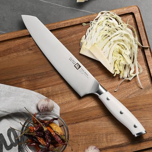 Stahl 8 Piece German Steel Kitchen Knife Block Set (White)