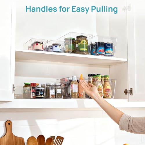 8 Pack Clear Storage Bins Set for Pantry Organizer (Set B)