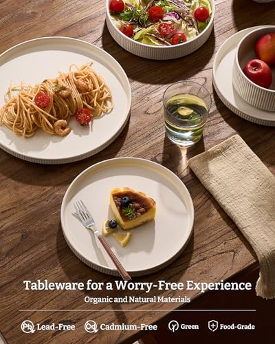 Stoneware Dinnerware Sets for 8 (Oat White / Service for 8)