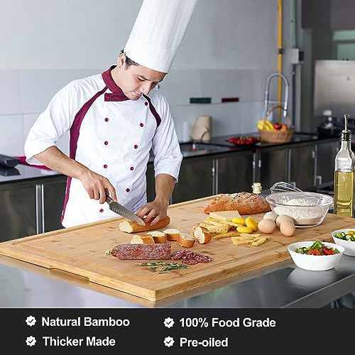 36 x 24 Extra Large Bamboo Cutting Board for Kitchen (Natural / 36"L x 24"W)