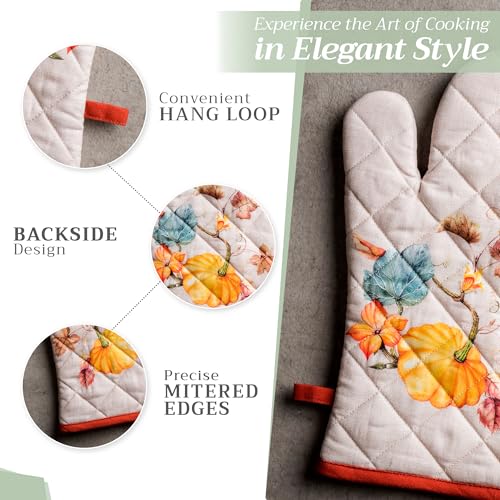 Maison d'Hermine Oven Gloves 100% Cotton Oven Mitt (096 - Potiron / 7.5" x 13" (Oven Mitt))