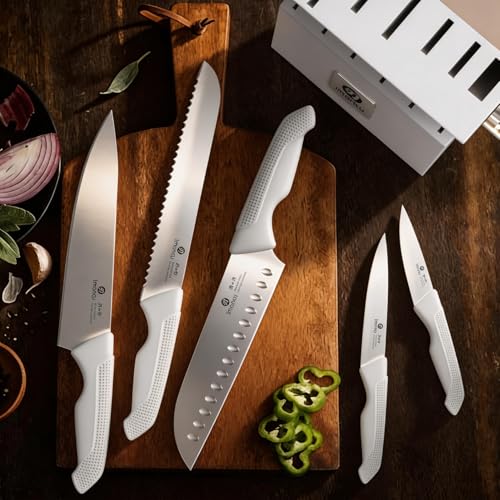 14 Piece Kitchen Knife Set with Block and Built (Gray)