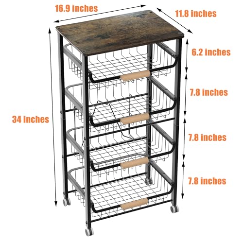 5 Layer Fruit Basket Kitchen Food Organizer and Rack (Black 5-layer Rack)