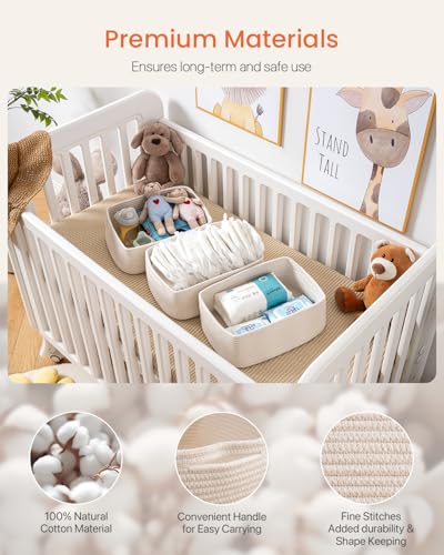 Small Woven Storage Basket for Organizing (Off White / 13.5"L x 9.5"W x 5"H)