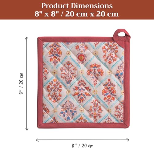 Pot Holders 100% Cotton Potholders (025 - Romane / 8" x 8" (Pot Holder Pack of 1))