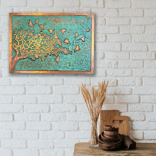 Handmade Copper Wall Art for Home (Tree of Peace / 19.6 x 27.5 in (Rectangular))