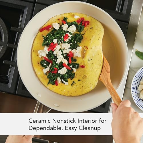 Hard Anodized Ceramic Nonstick Cookware Frying (Porcelain White / 12.25 Inch)