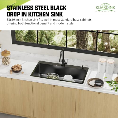 Black 33x19 In Drop In Kitchen Sink (33x19 Black)