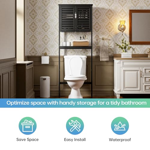 Bathroom Over The Toilet Storage Cabinet (Black)