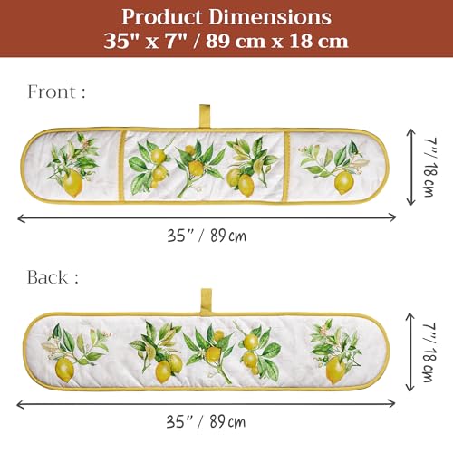 Double Oven Mitts 100% Cotton Double Oven Glove (004 - Limoncello / 7" x 35" (Double Oven Mitt))
