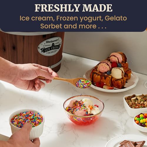 EIM949 6Qt Old Fashioned Walnut Wood Bucket Ice Cream Maker (Walnut)