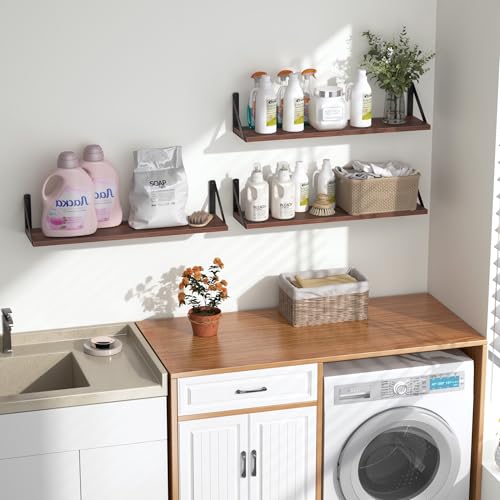 Floating Shelves for Wall (Walnut / 23.62"W x 5.9"D x 5.4"H,Set of 3)