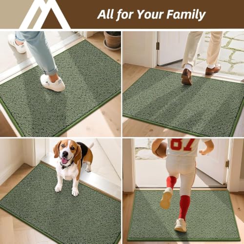 Dirt Trapper Door Mat 32"x48" Non Slip Washable Green
