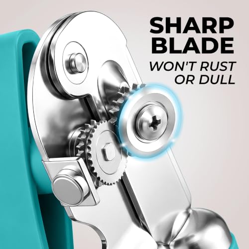 Stainless Steel Swing Open Manual Can Opener Comfortable Grip (Dusty Blue / Swing Open)
