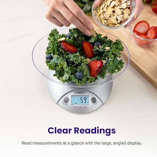 Food Kitchen Scale with Bowl (Stainless Steel-Gray / 11lb / 11lb)