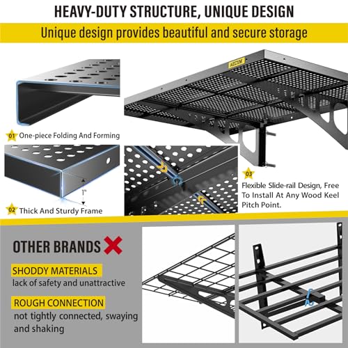 4 Pack 2x3ft Adjustable Garage Wall Shelving 1120lbs Load Capacity Heavy Duty Wall Mounted Storage Shelf Metal Floating Shelves for Garage (4pack-2x3ft / Black)