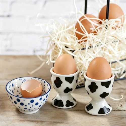 Ceramic Egg Cups (Cow Print)