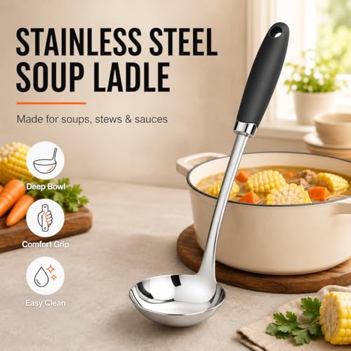 12 Inch Stainless Steel Soup Ladle (B-Silver Ladle)