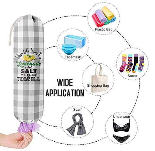 Grocery Bags Holder Organizer for Shopping Bags (Gray White Plaid)