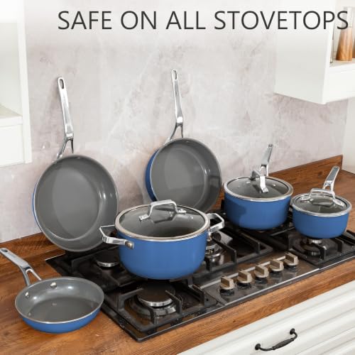 Blue 10 Piece Ceramic Cookware Set (Blue / 10pc set)