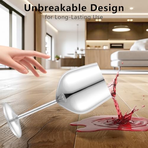 Unbreakable Stainless Steel Wine Glasses Set of 4 (4 Count)