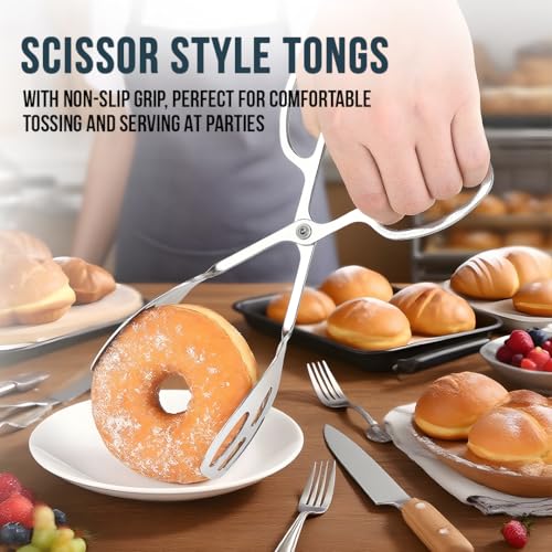 2 PACK Salad Tongs for Serving (Silver)