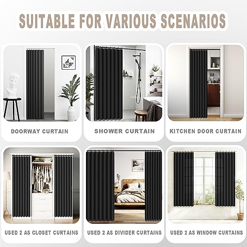 Doorway Curtains Privacy (Black / 52"W x 78"L (Pack of 1))