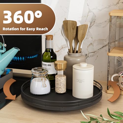 12" Lazy Susan Turntable Organizer for Table Top (Black / 12")