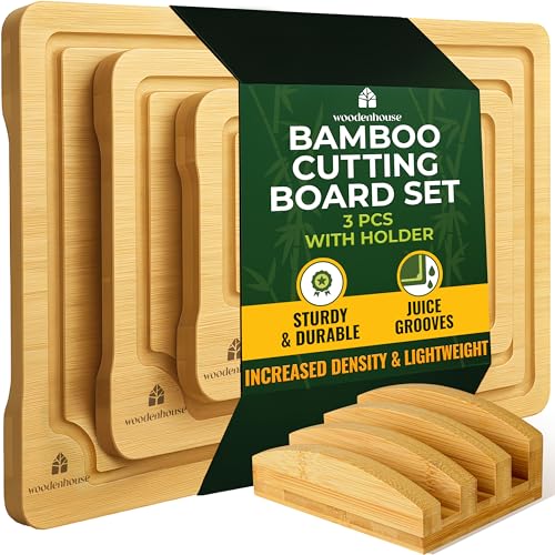 Bamboo Cutting Boards for Kitchen (Set of 3 Extended)