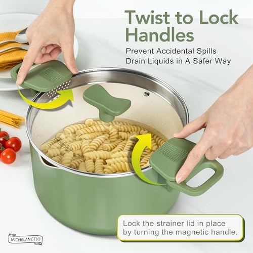 6 Qt Ceramic Nonstick Pasta Pot with Strainer Lid