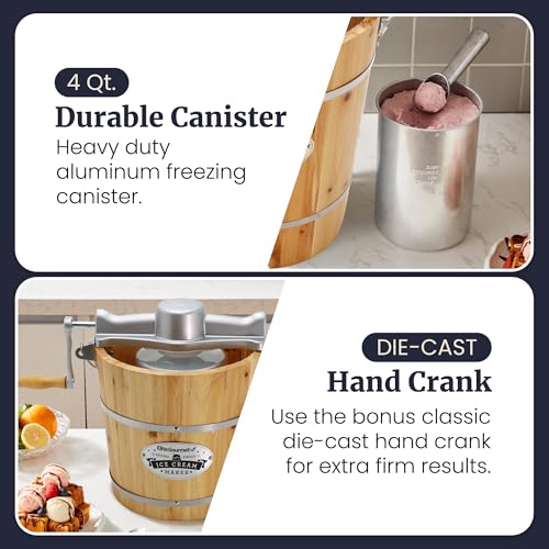 EIM402 4Qt Old Fashioned Wood Bucket Ice Cream Maker (Pine)