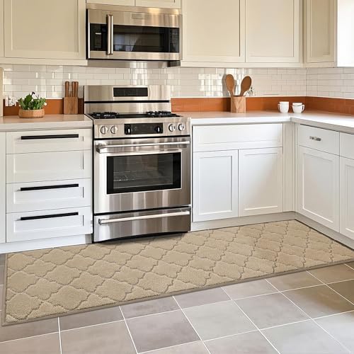 Soft Kitchen Floor Mats and Rugs Non Slip 20"x79" (Warm Beige / 20"X 79")