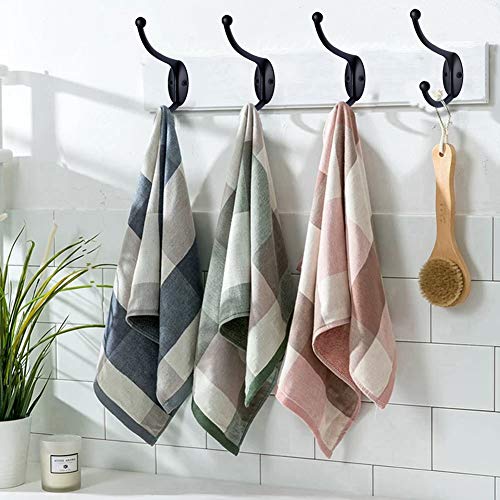 Wall Hooks 10Pcs Coat Hooks Hardware Towel Hooks for Hanging Coats Double No Rust Black Robe Hooks Wall Mounted with Screws for Key (10 Count)