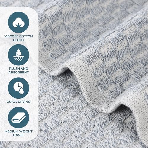 Juno Viscose Cotton Blend Medium Weight Towels (3 Piece Towel Set / Denim Blue)