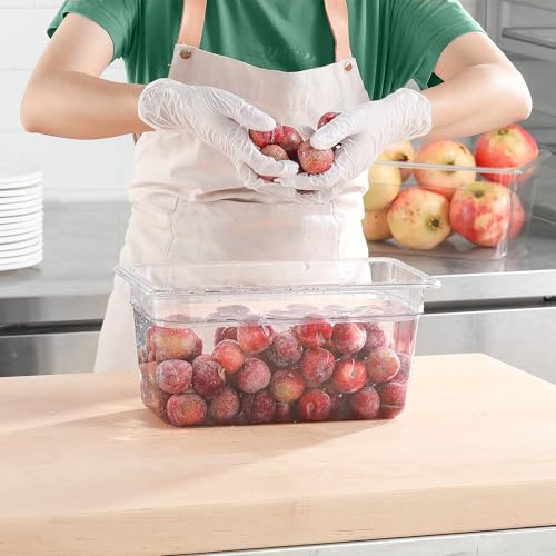 1 3 Size Food Containers 6 Pack 6 Inch Deep Pan Clear BPA free Polycarbonate Stackable Commercial Hotel Pan for Food Serving Freezer Safe (1/3 Size / 6" Deep)