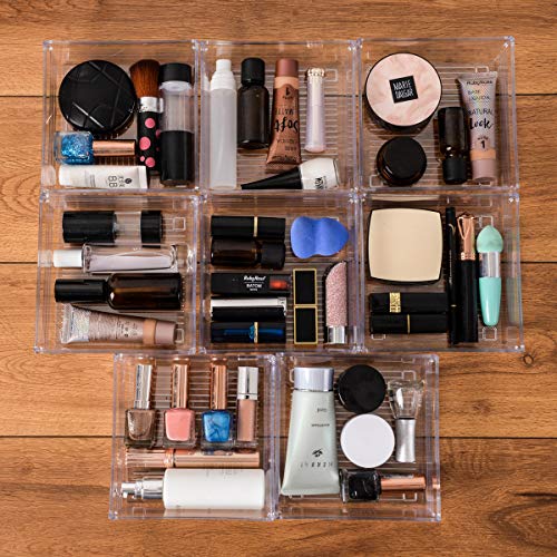 Clear Plastic Drawer Organizer Tray for Vanity Cabinet (6 in x 6 in x 2 in)