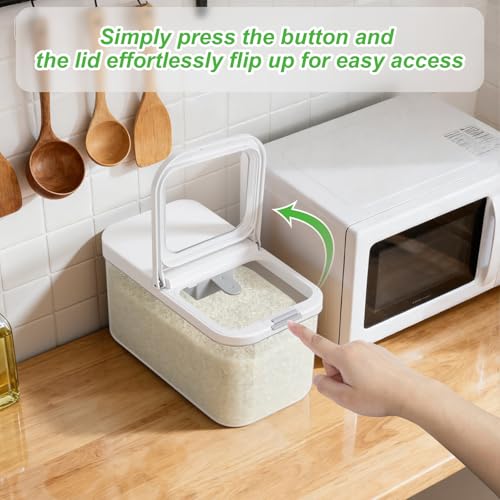 12 Lbs Rice Flour Sugar Storage Containers Dry Food Holder with Flip (6.5Qt-Rectangle)