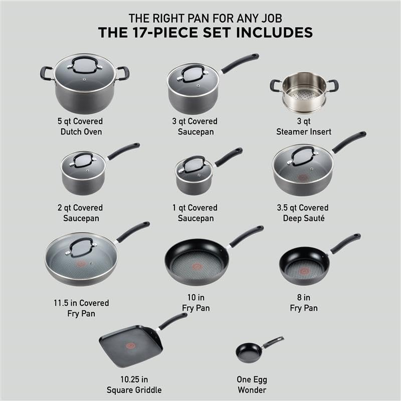 Ultimate Hard Anodized Nonstick Pots and Pans Set 17 Piece (17-Piece / Onyx)