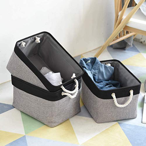 Storage Basket for Organizing (Black&Grey / Large - 15.7Lx11.8Wx8.3H)