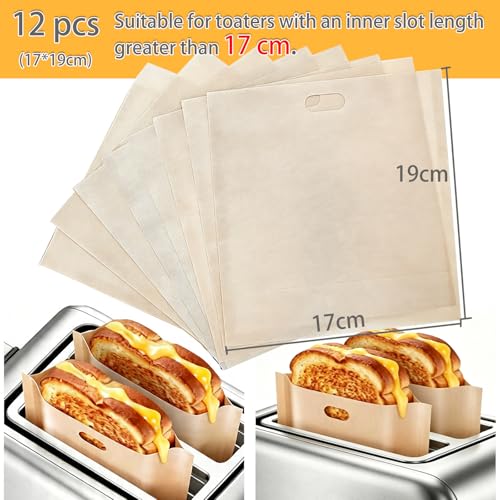 Reusable Non Stick Toaster Bags 12 Pack (6.7×7.5inch)