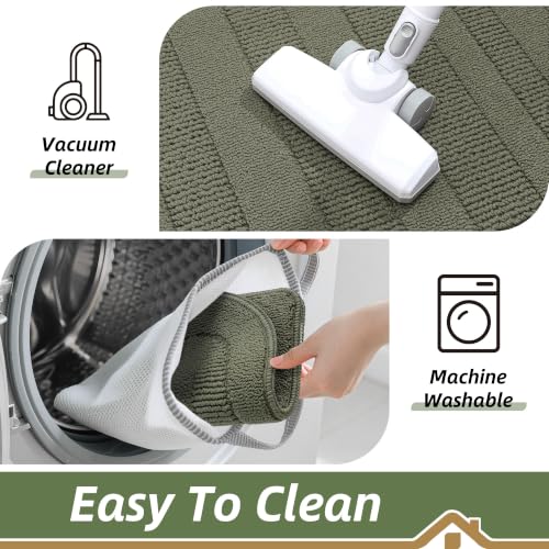 24x40 Inch Kitchen Rugs Non Slip Washable Kitchen Sink Rug (24" x 40" (Semicircular) / Green)