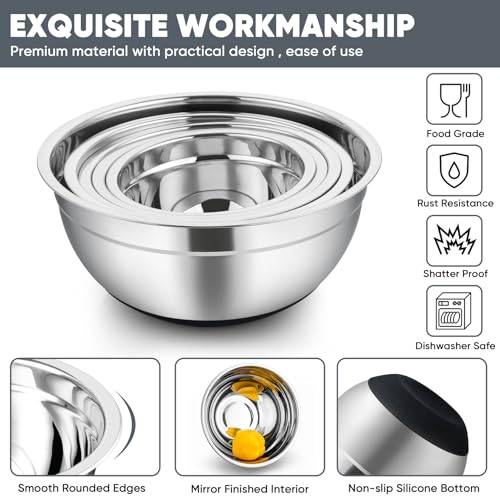 Mixing Bowls Salad Bowls with Airtight Lids (Black / Airtight Lids)