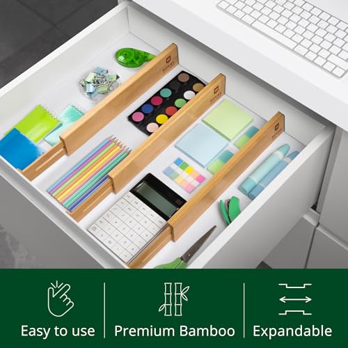 Bamboo Drawer Dividers Organizers (Large (up to 22") / Natural)