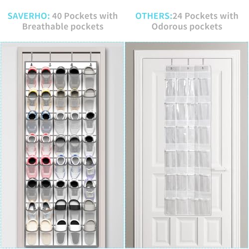 Over the Door Shoe Organizer (White - 40 Pockets)
