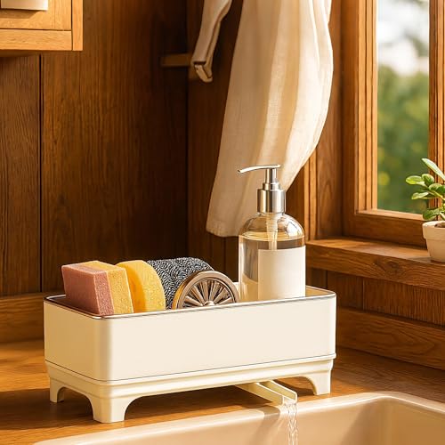 Rotating Drain Sponge Holder for Kitchen Sink Off (Off-White 1)