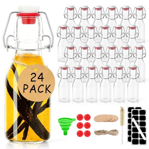 24pack 4oz Swing Top Glass Bottles with Airtight Lids for Vanilla (4 oz 24 pack)