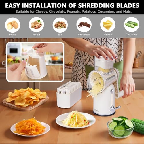 Rotary Cheese Grater with Handle (White)
