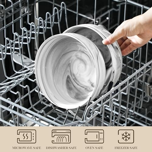 Salad Soup Bowls Set of 2 (Marble Grey / 44 OZ (Set of 2))
