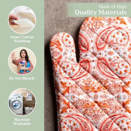 Maison d'Hermine Oven Gloves 100% Cotton Oven Mitt (055 - Orient / 7.5" x 13" (Oven Mitt))
